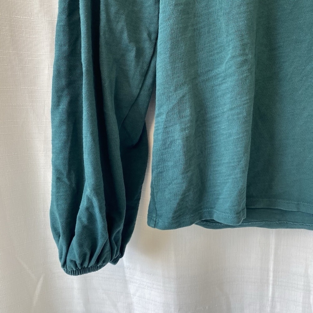 NATION LTD Women’s XS Green Sabine Balloon Puff Sleeve Casual Pullover Tee - Picture 3 of 12